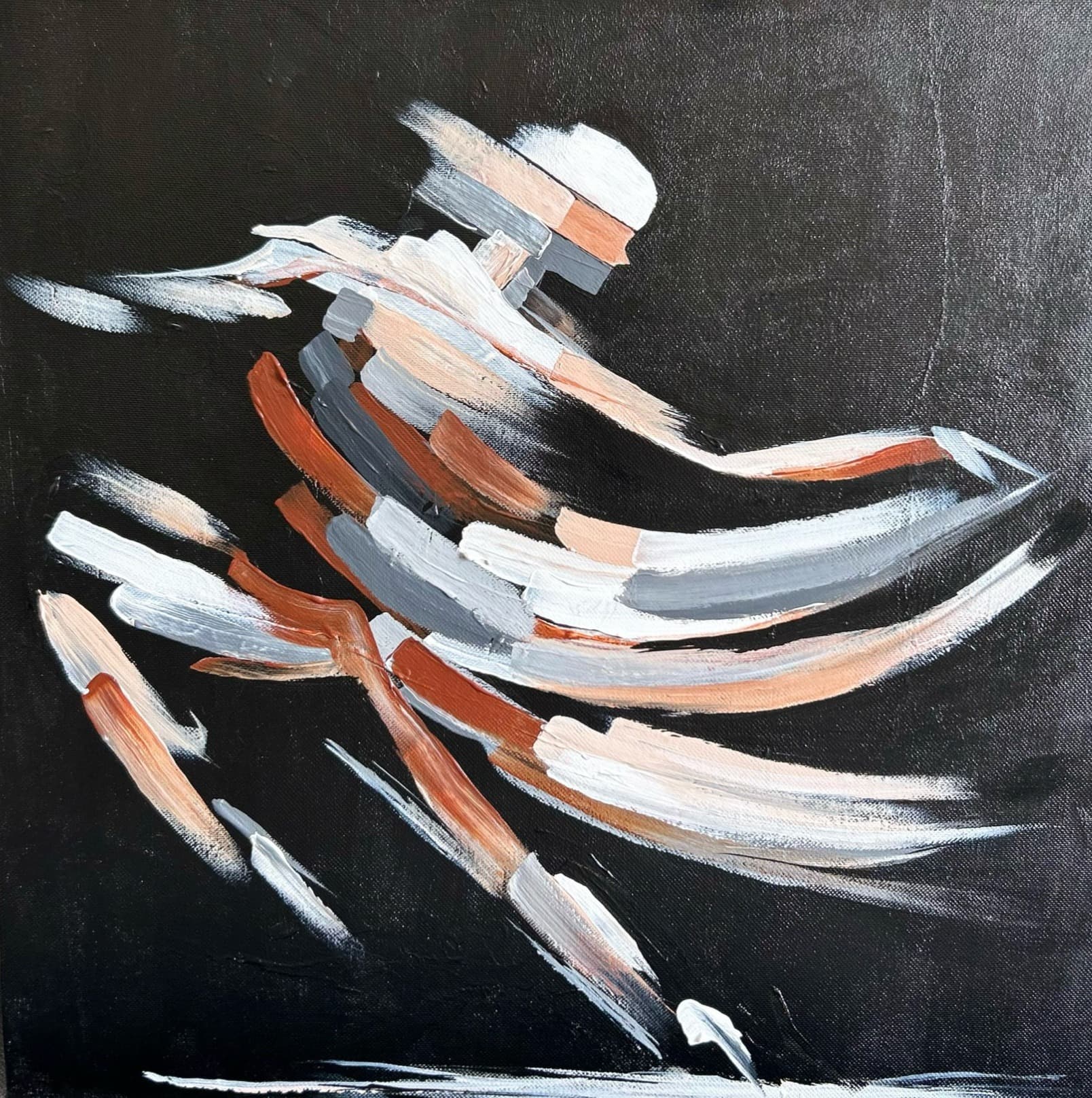 Abstract figure in motion on a black background